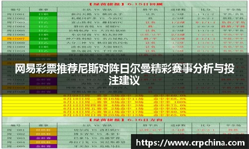 网易彩票推荐尼斯对阵日尔曼精彩赛事分析与投注建议